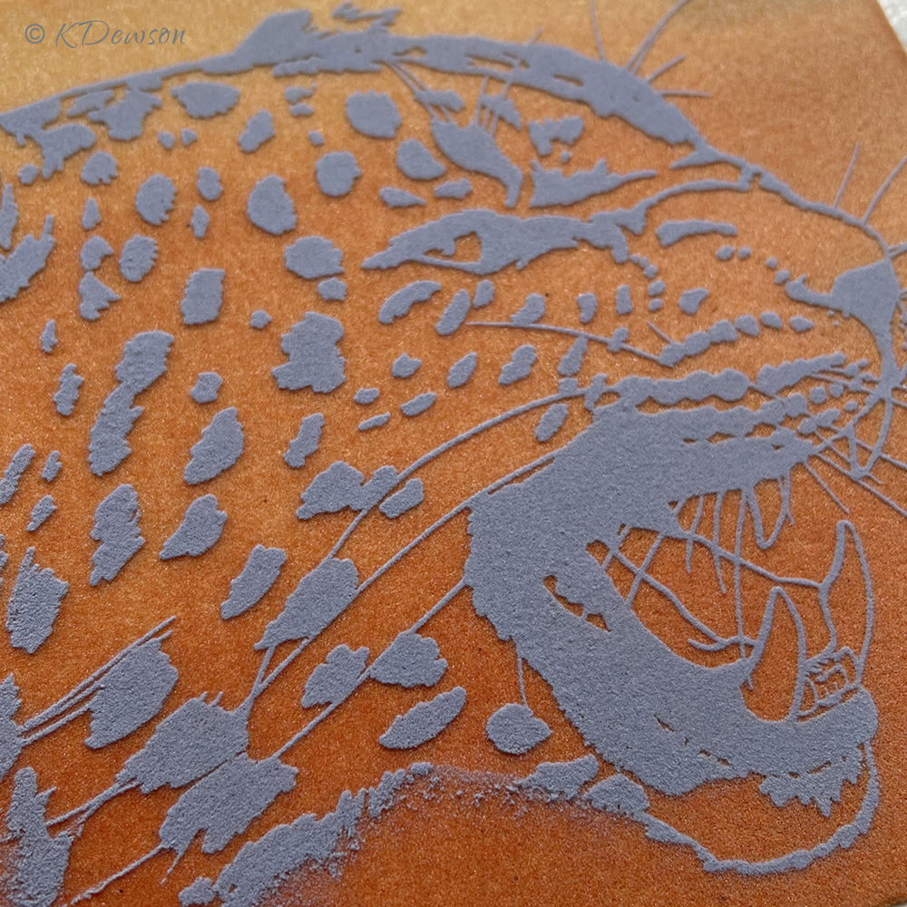 Powder printed leopard before firing